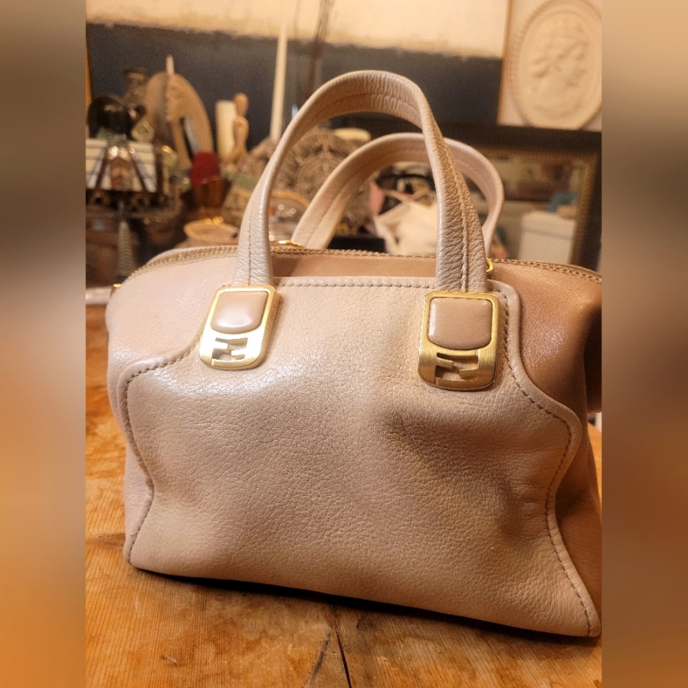 Fendi Capra Vitello Dolce Marmol Colorblock Small Chameleon Tote